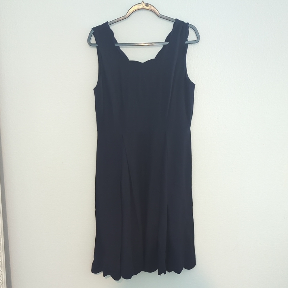 Sigrid Olsen Women Navy Scalloped Midi Dress